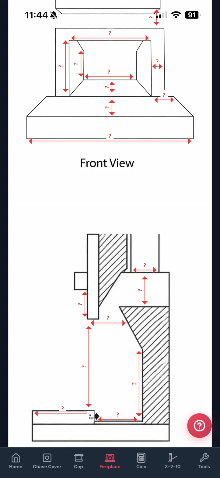 Fireplace measurement